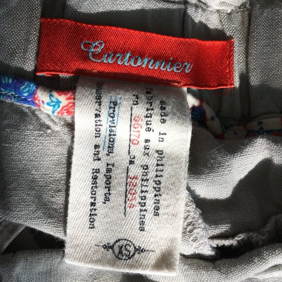 CARTONNIER Anthropologie Gray Ruffle Waist Pull On Belted Pant - Picture 2 of 12